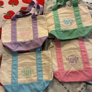 Trader Joe's Canvas Tote Bag Set - Pastel Collection